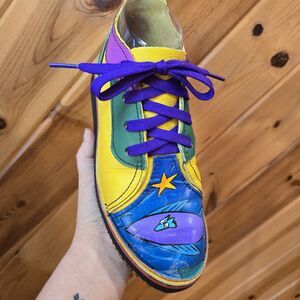 SoleTech Hand Painted Soft Leather‎ Funky Colorful Shoes Sz 5.5